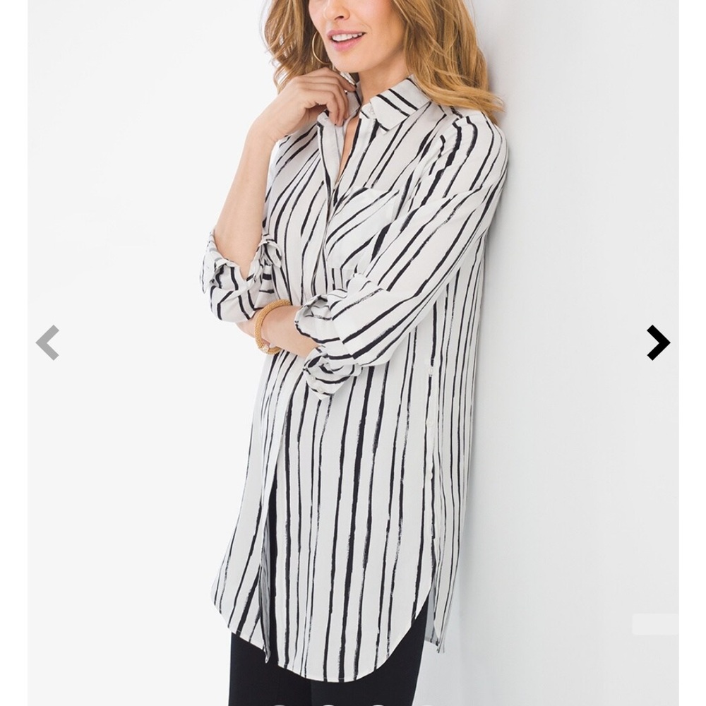 Striped Button Side Tie-Front Shirt